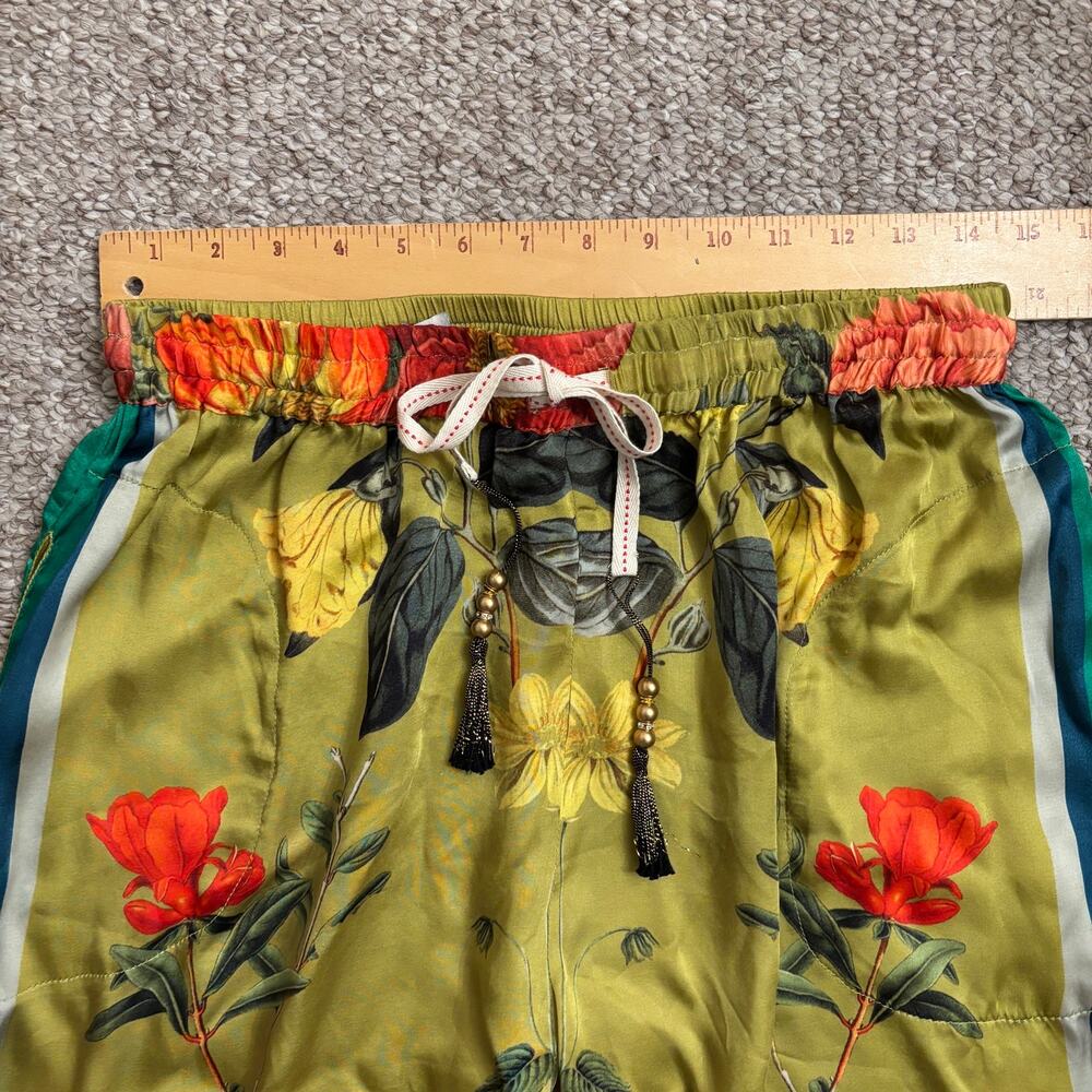 Arratta French Riviera pants bright green floral wide leg size medium - Picture 5 of 8